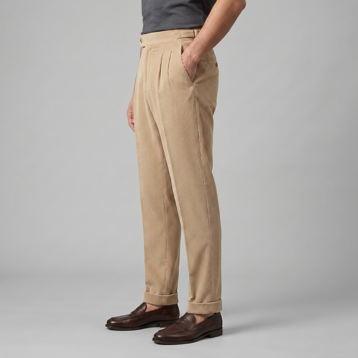 Corduroy Pleated Trousers Heren Klassiek Formeel