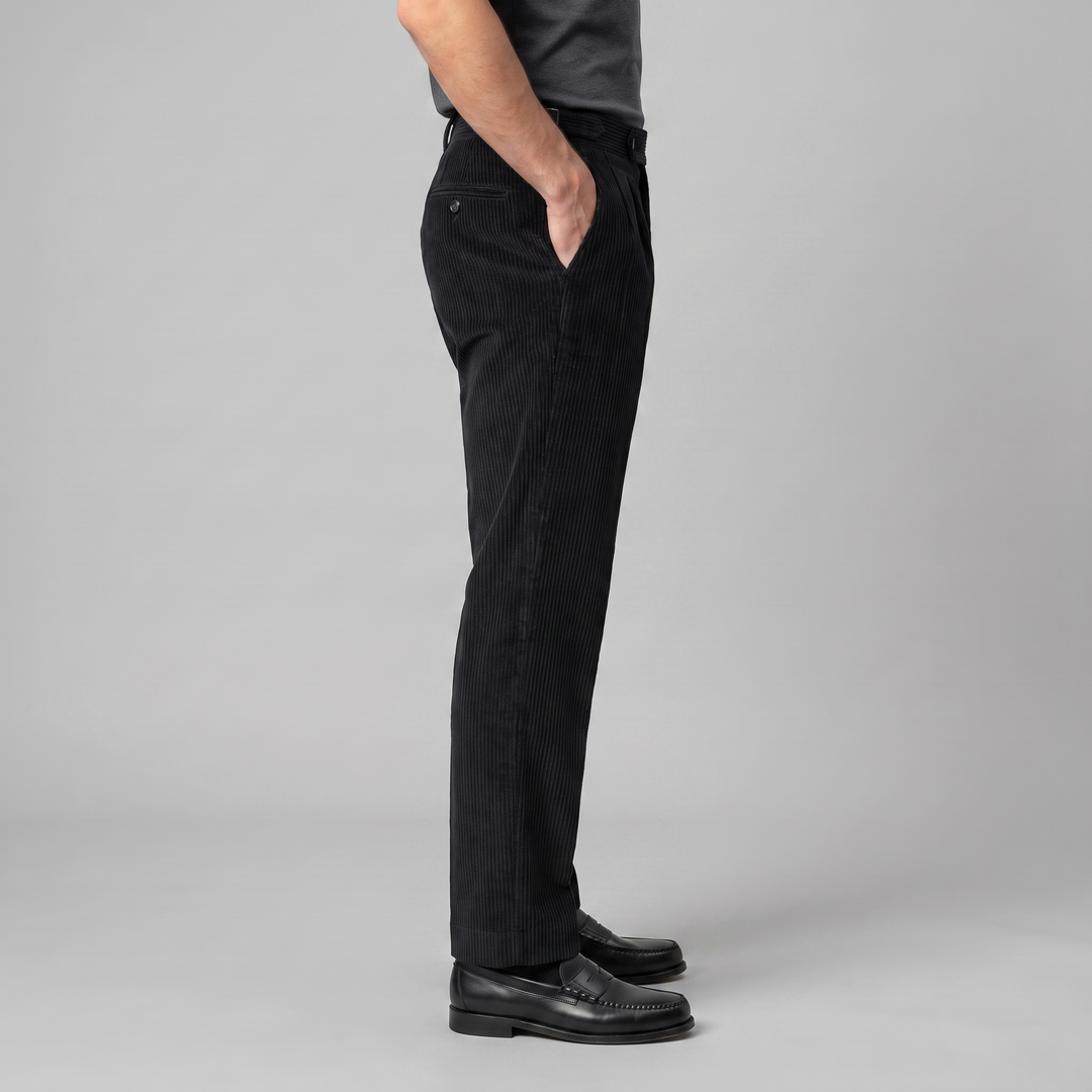 Corduroy Pleated Trousers Heren Tailored Classic Winter