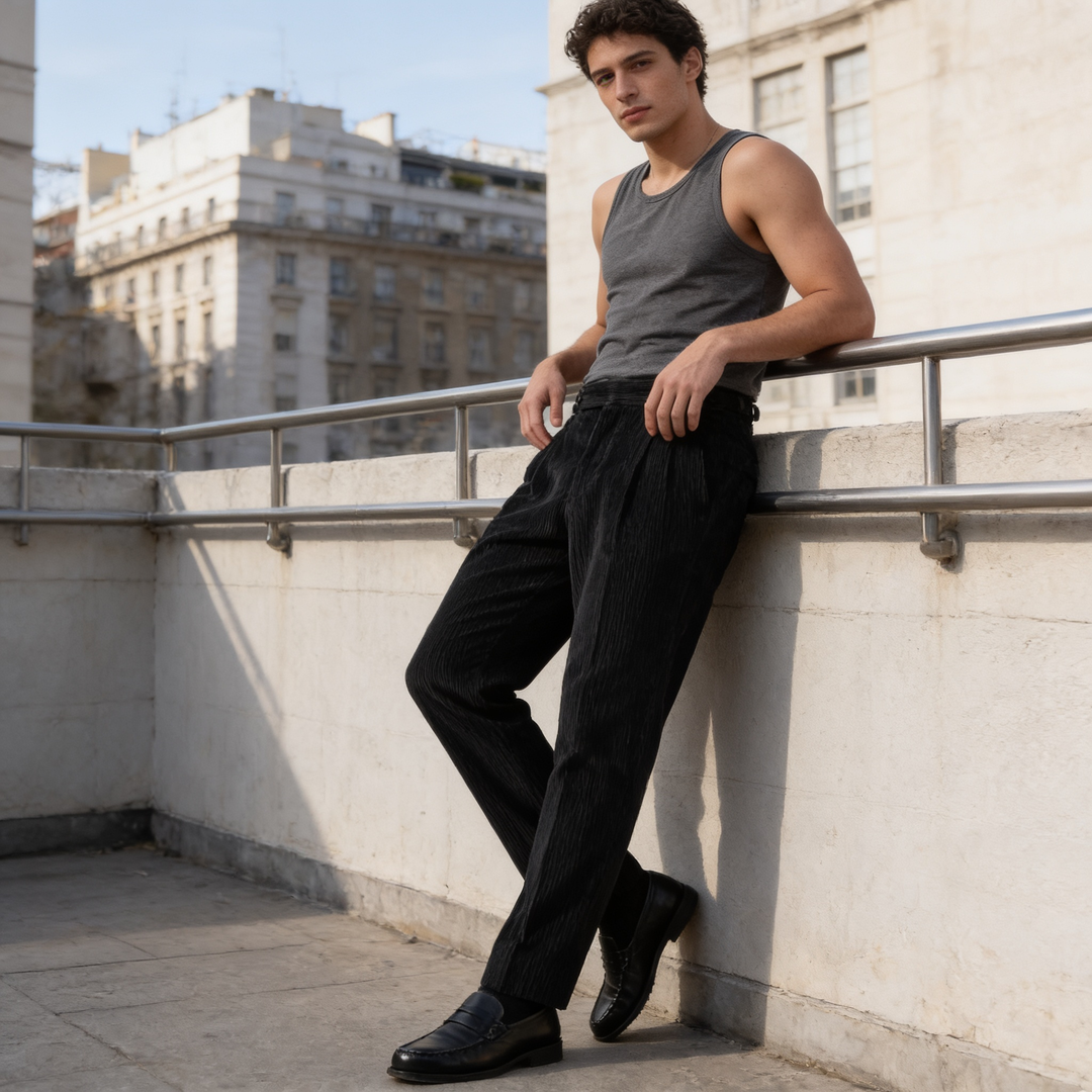 Corduroy Pleated Trousers Heren Tailored Classic Winter