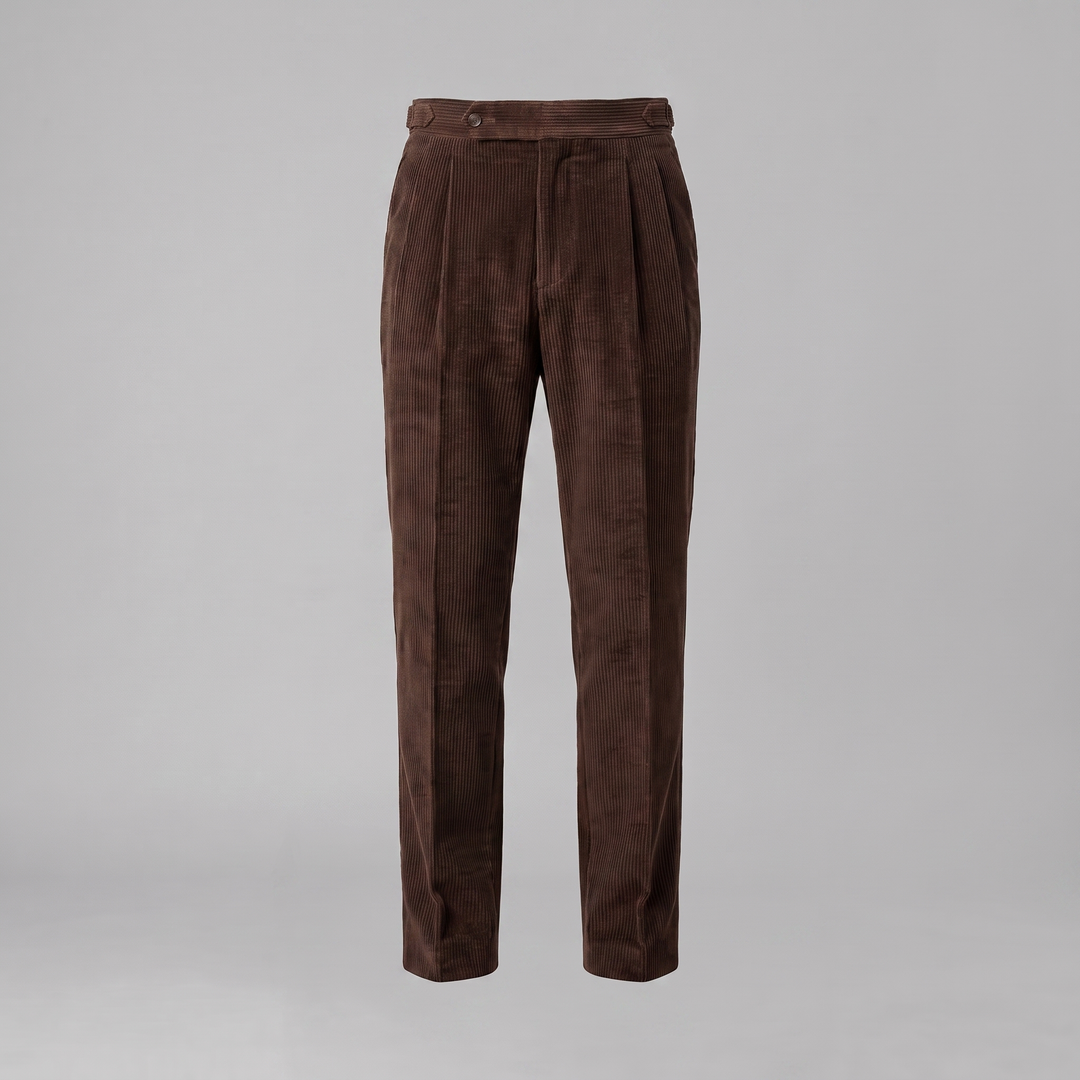 Corduroy Pleated Trousers Heren Tailored Classic Winter