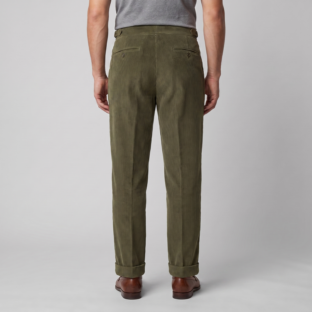 Corduroy Pleated Trousers Heren Tailored Classic Winter