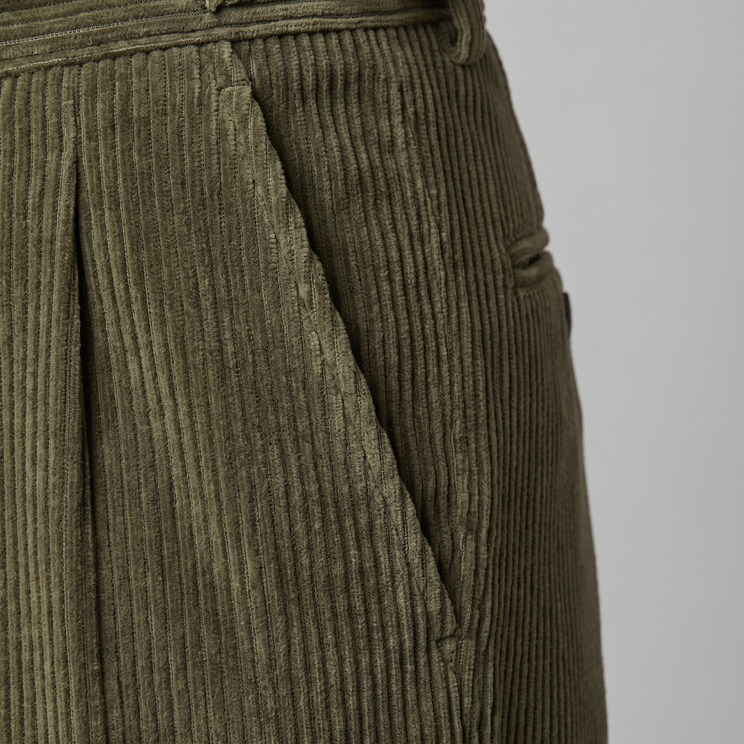 Corduroy Pleated Trousers Heren Tailored Classic Winter