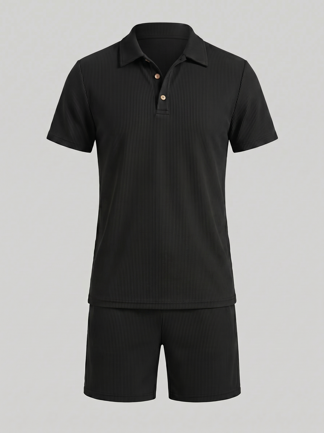 Corduroy Poloshirt en Shorts Set Heren Slim Fit
