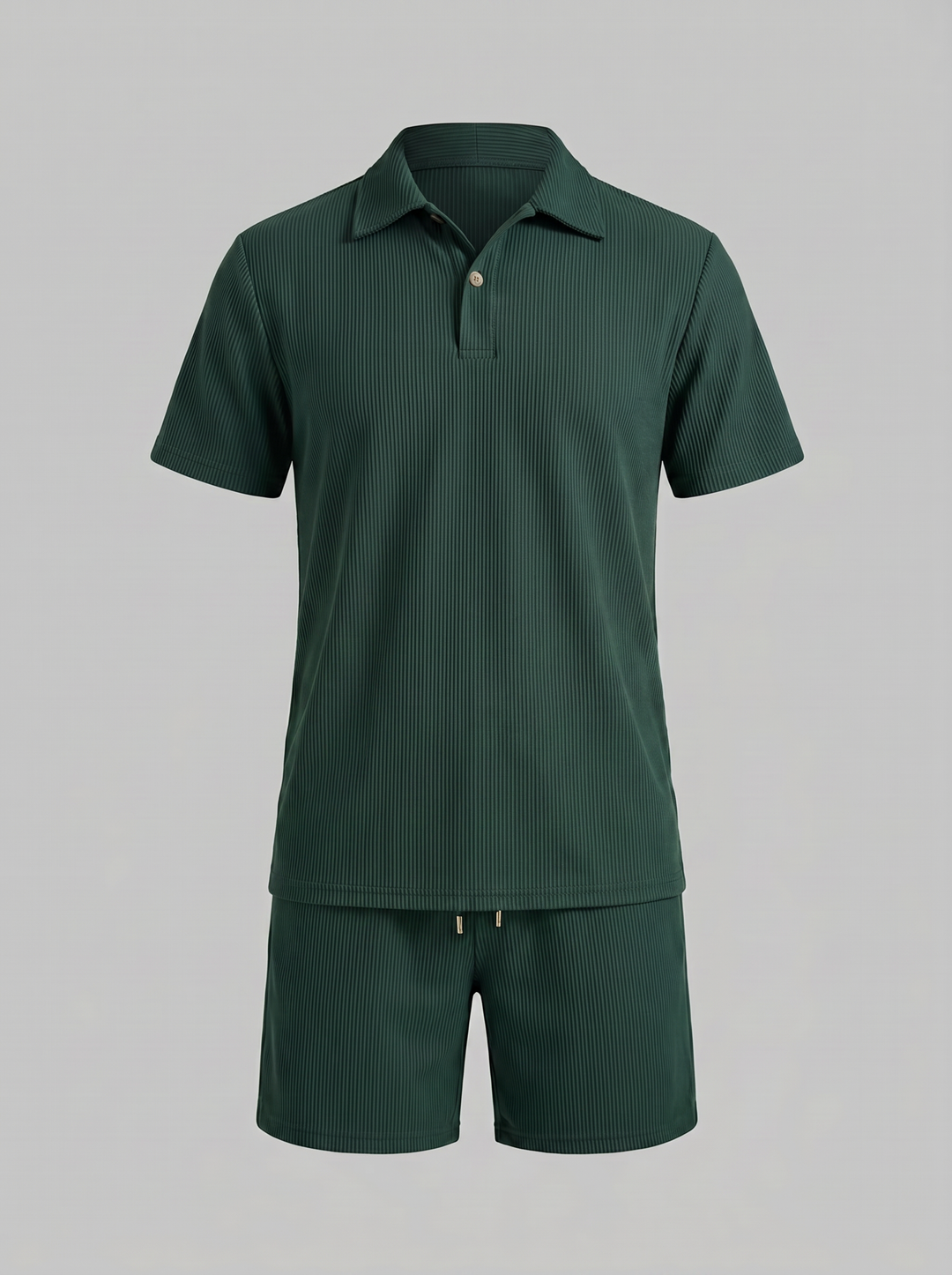 Corduroy Poloshirt en Shorts Set Heren Slim Fit