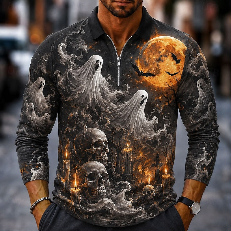 Bram | Halloween Zip Lange Mouwen Polo Shirt