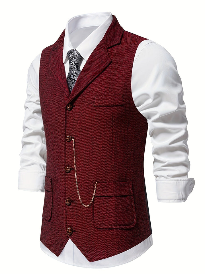 Edmund | Haringbone Effen Vest