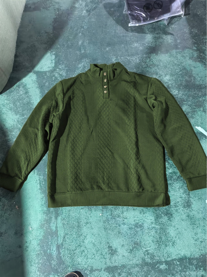 Ronan | Staande Kraag Knop Henley Trui