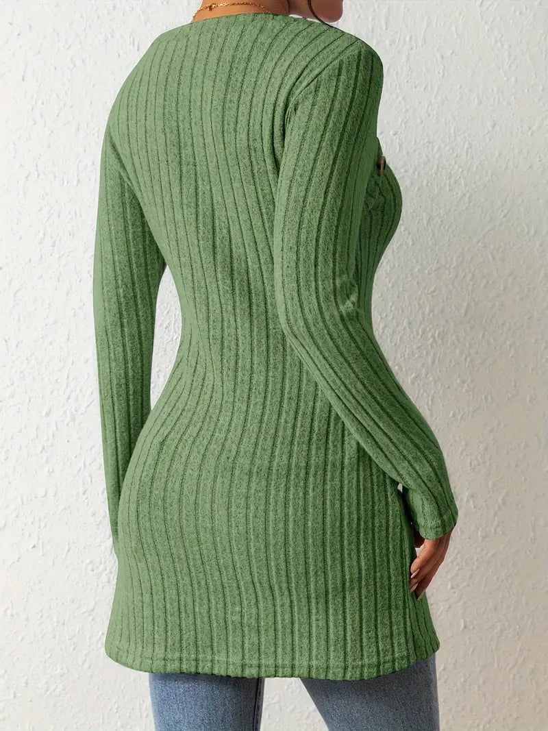 Julia - Trendy Geribbelde Asymmetrische Top