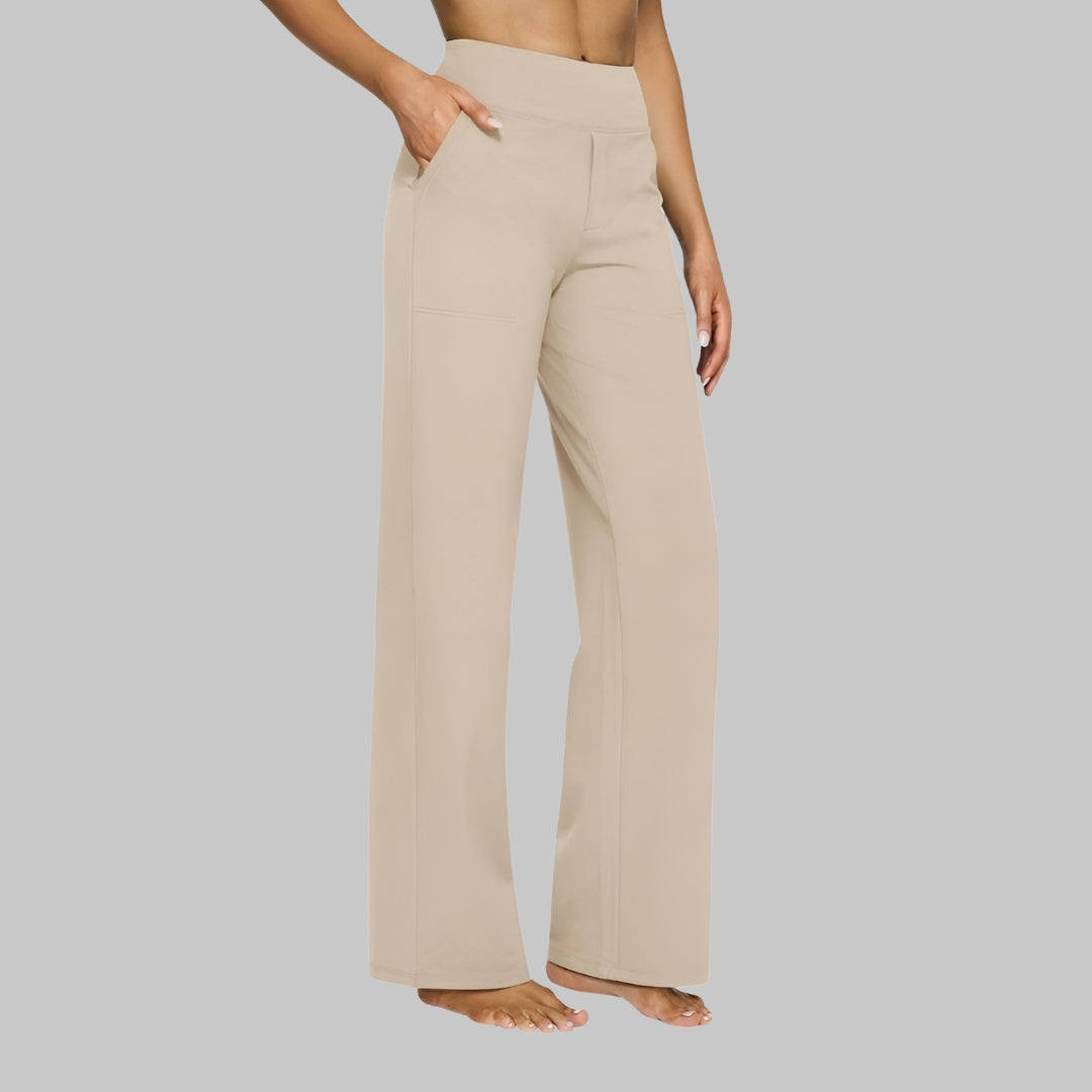 Hoge Taille Dames Broek Met Rechte Pijpen En Zakken