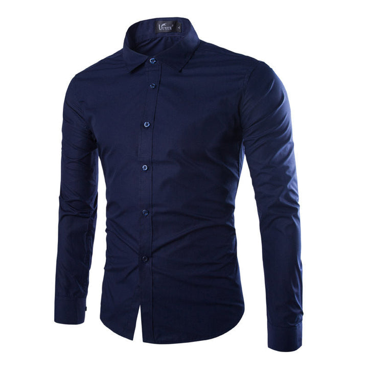 Daan | Effen zwart slim fit heren overhemd