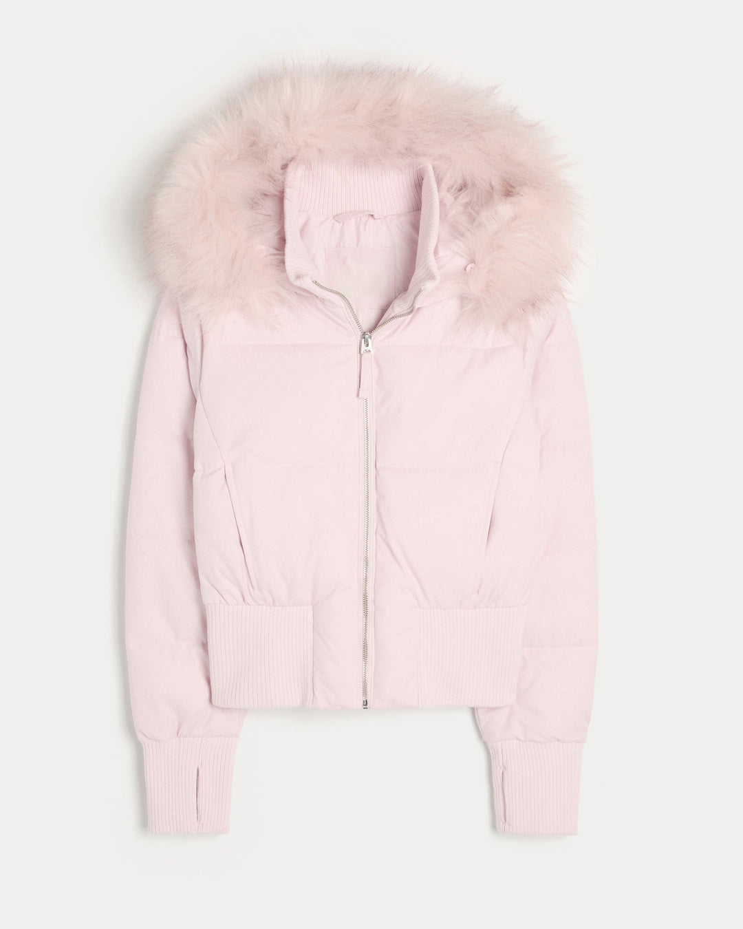 Dames Cropped lange mouwen Pufferjas met Capuchon