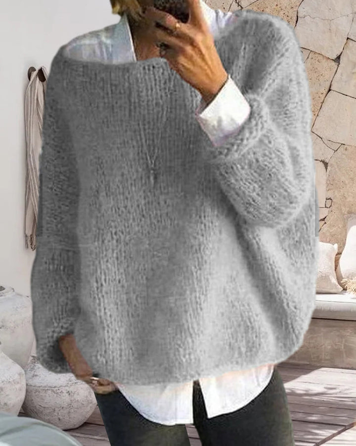 Danique Mell | Effen offshoulder pluizige trui