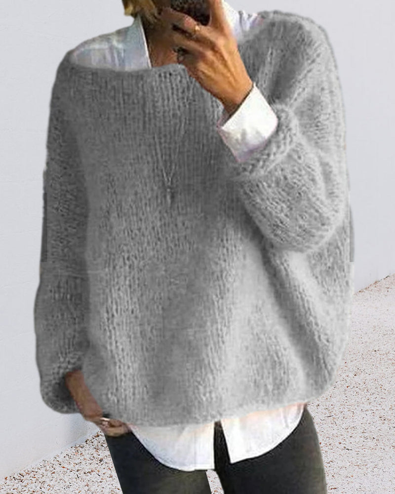 Danique Mell | Effen offshoulder pluizige trui