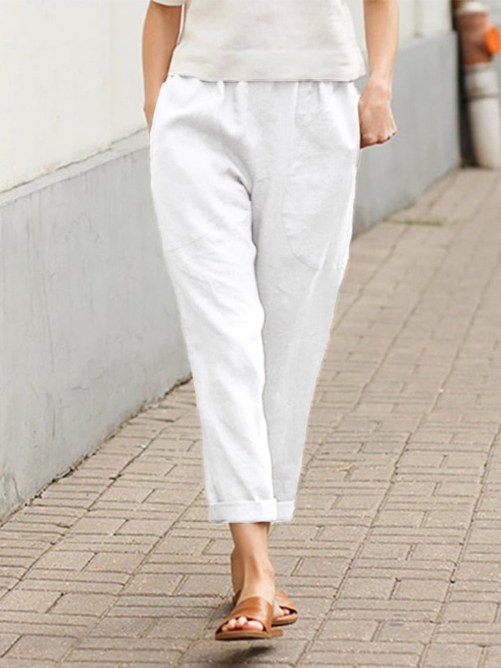 Luchtige Broek Met Elastische Taille En Rechte Pijpen