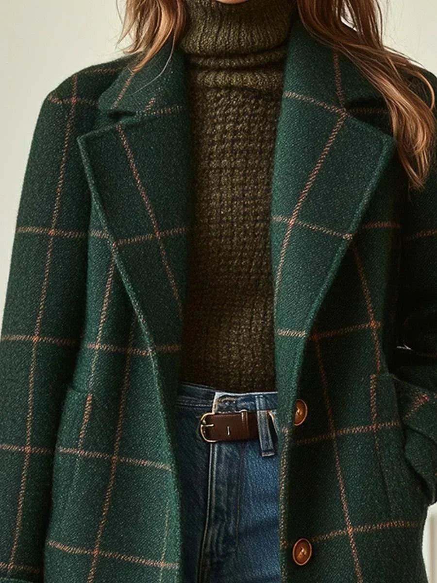 Deirdre | Oversized Gepolijst Mantel met Notch-Lapel