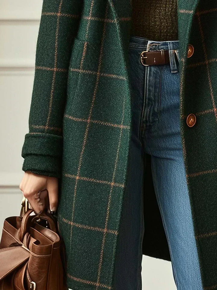 Deirdre | Oversized Gepolijst Mantel met Notch-Lapel