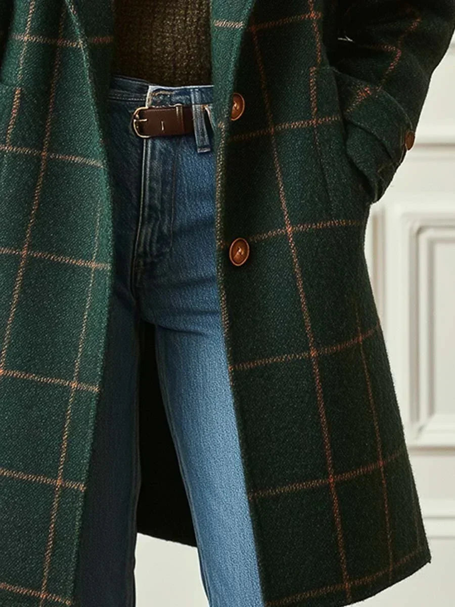 Deirdre | Oversized Gepolijst Mantel met Notch-Lapel