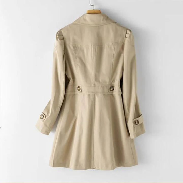 Delyth | Trenchcoat met Notch-Lapel en Vloeiende Pasvorm