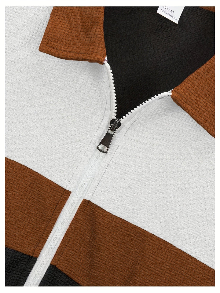 Cameron | Kleurblok Zip-Up Jas