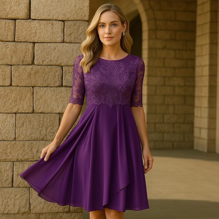Elegante Jurk Met Halflange Mouwen Voor Avondfeesten