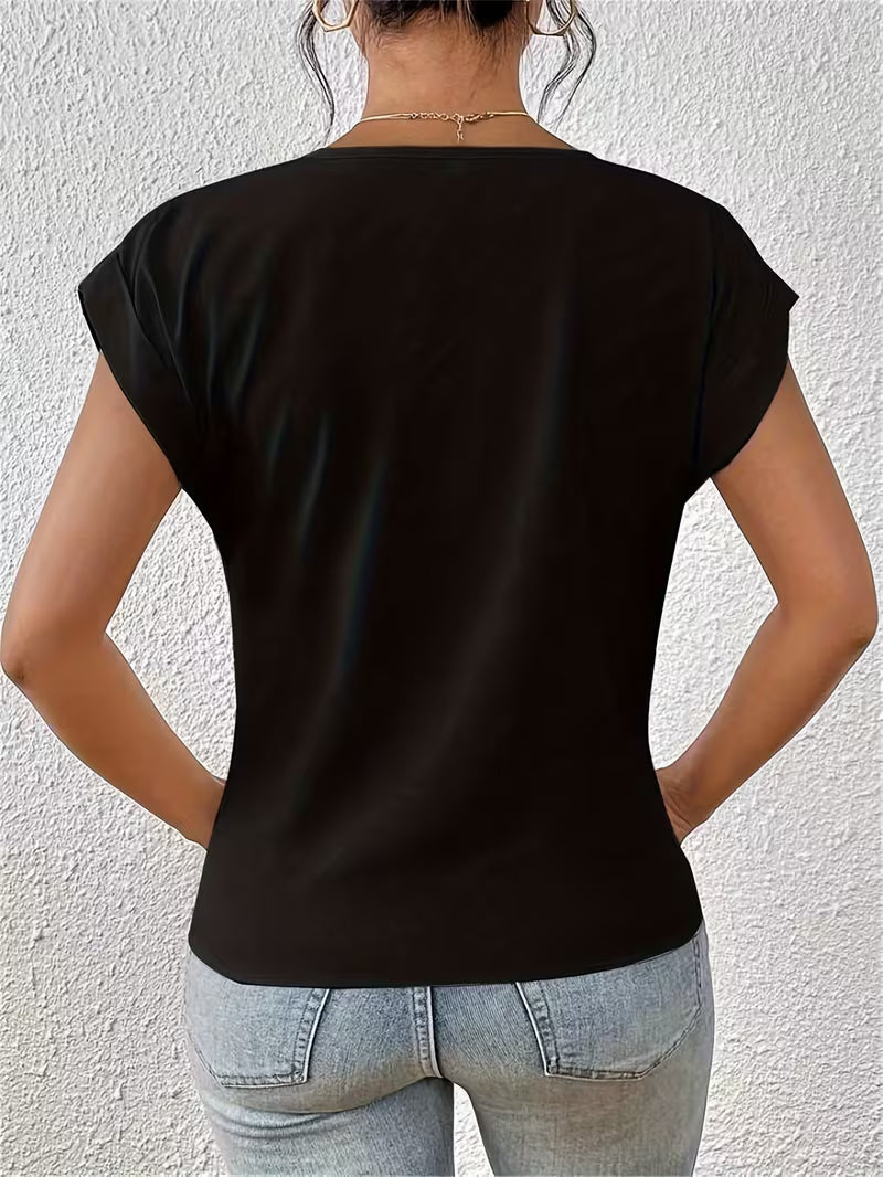 Elegante Top Met V Hals En Gedraaid Detail Voor Dames