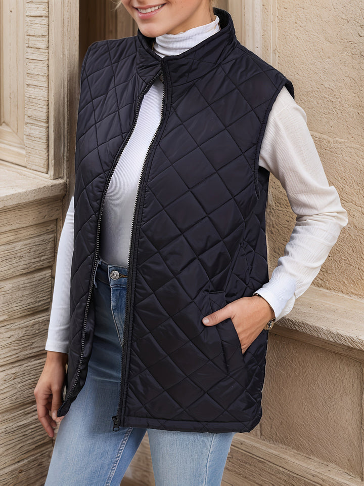 Eileen | Gelaagd Lang Vest met Ruitpatroon