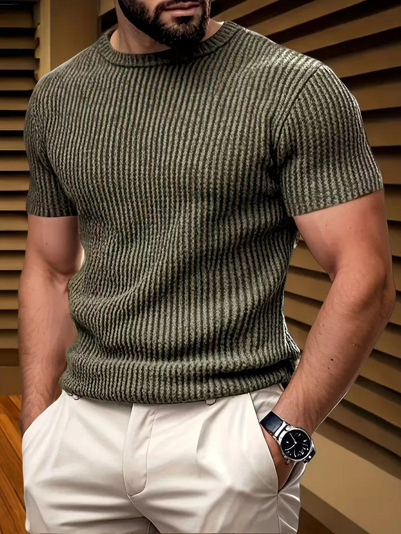 Casual heren T-shirt met jacquard patroon