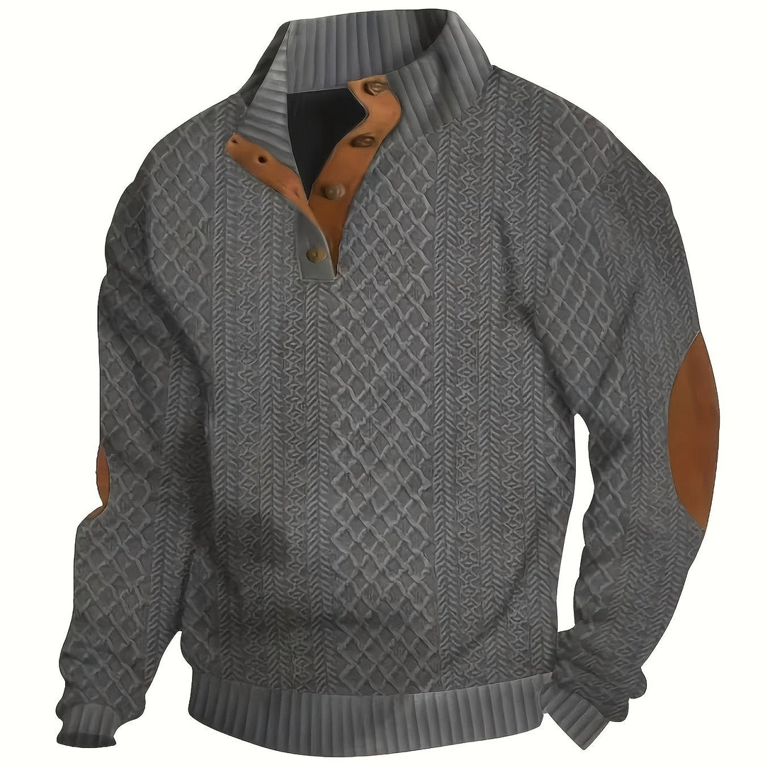 Ronan | Staande Kraag Knop Henley Trui