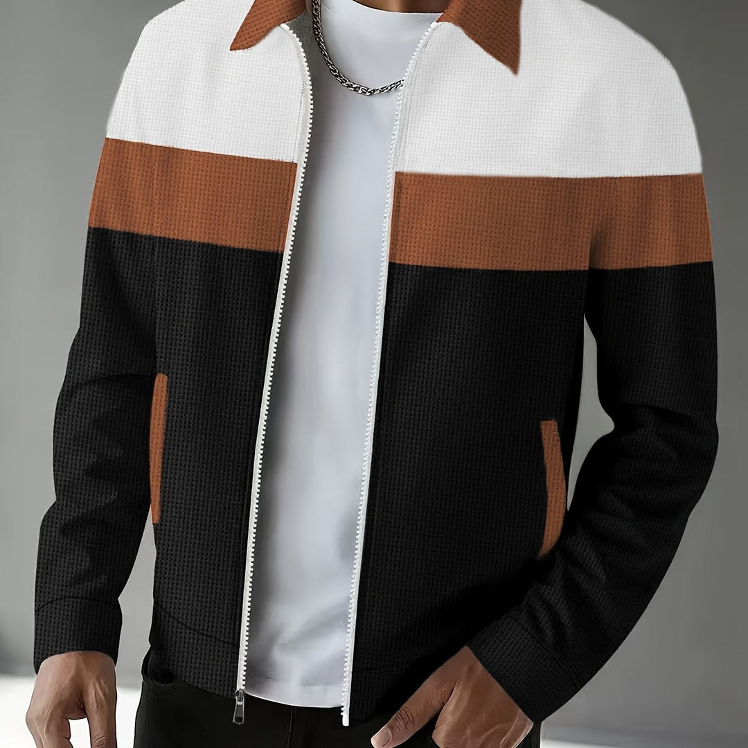 Cameron | Kleurblok Zip-Up Jas