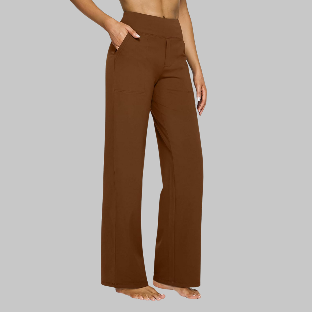 Hoge Taille Dames Broek Met Rechte Pijpen En Zakken