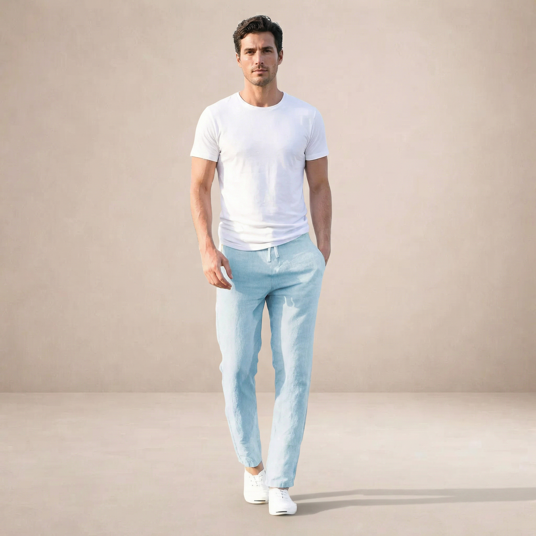 Linnen zomerbroek Heren Regular Fit Ademend materiaal Elastische taille