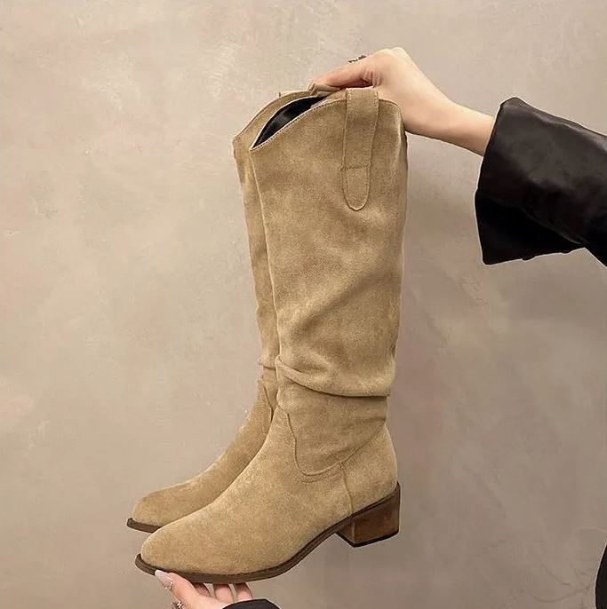 Cowboylaarzen voor Dames Halfhoog met Rits Puntneus en Lage Hak
