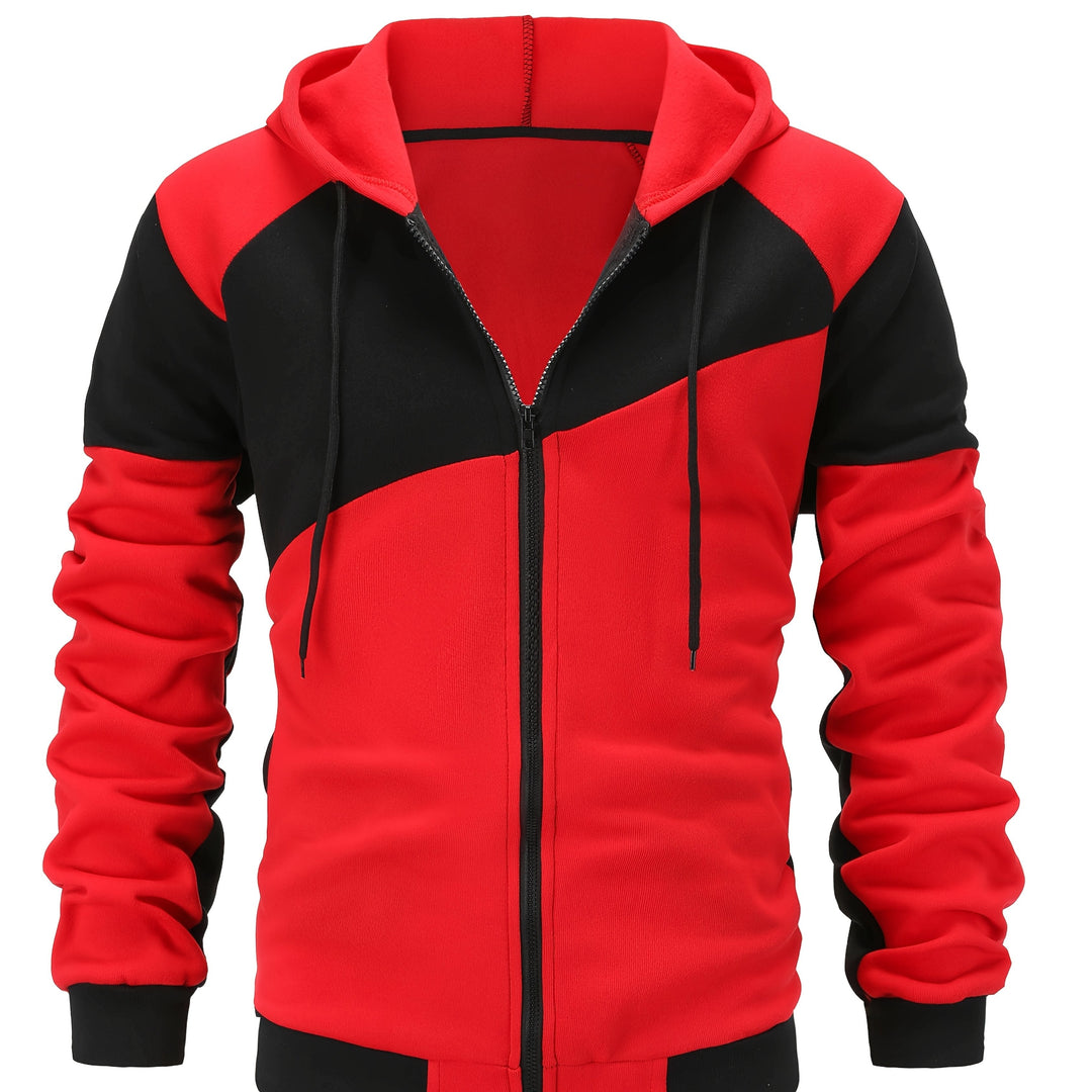 Bryce | Kleurblok Rits-Hoodie Jas
