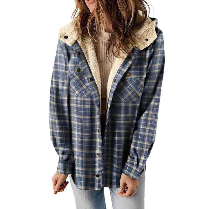 AMELIA - Dames Hooded Plaid Flanellen Jas voor Herfst en Winter