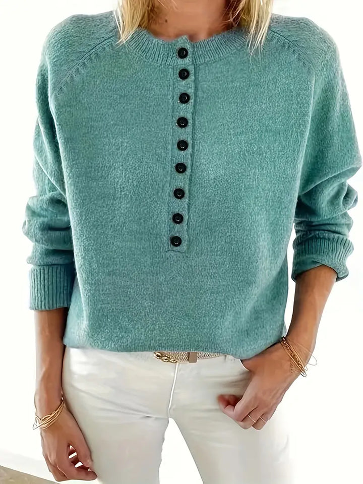 Caroline - Solide Pullover Met Halve Knopsluiting