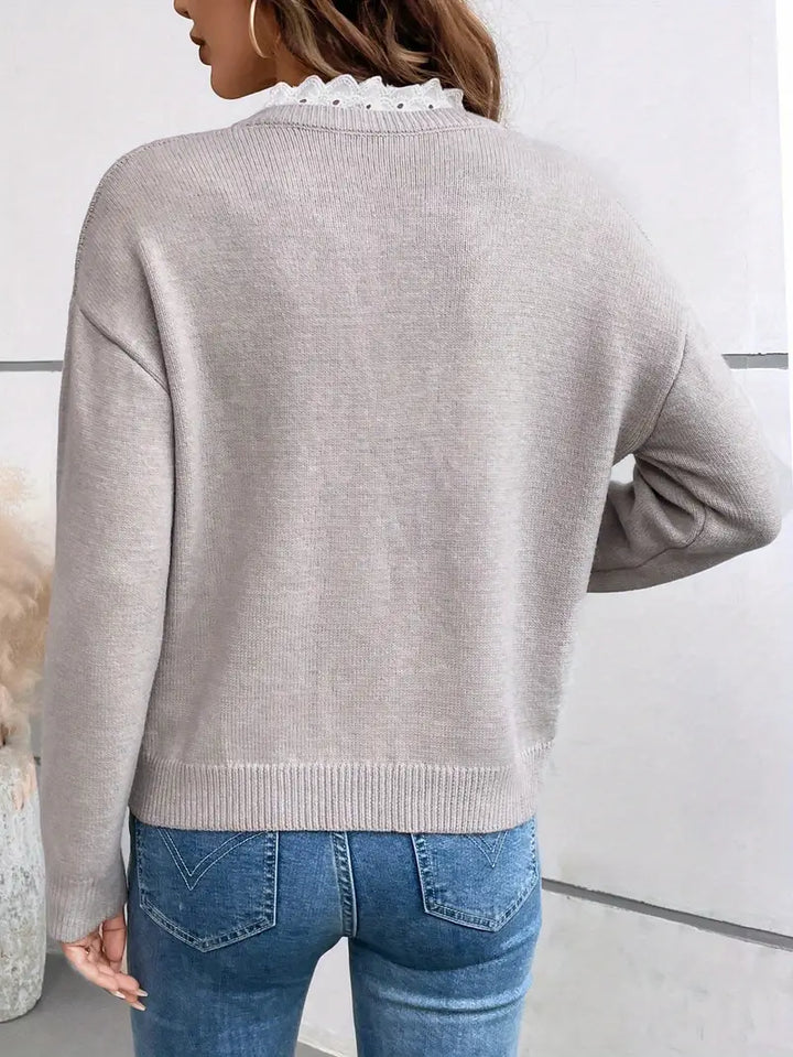 Kaitlyssa | Dames V-hals Trui met Kant