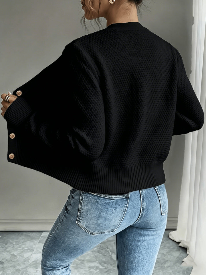 Eleanora | Kabelgebreide Knopen-Voorkant Cardigan