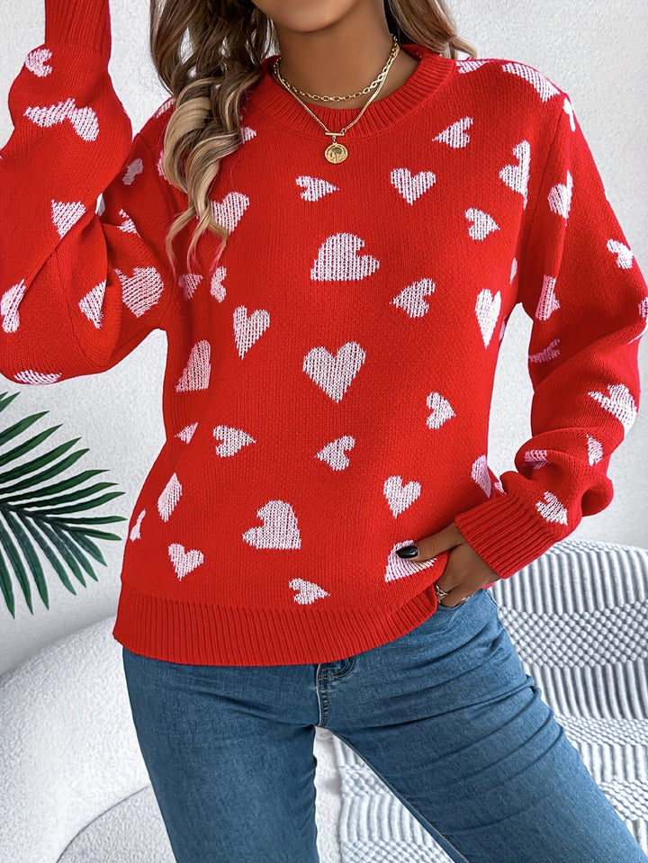 Elin | Elegante damestrui met ronde hals en hartjespatroon