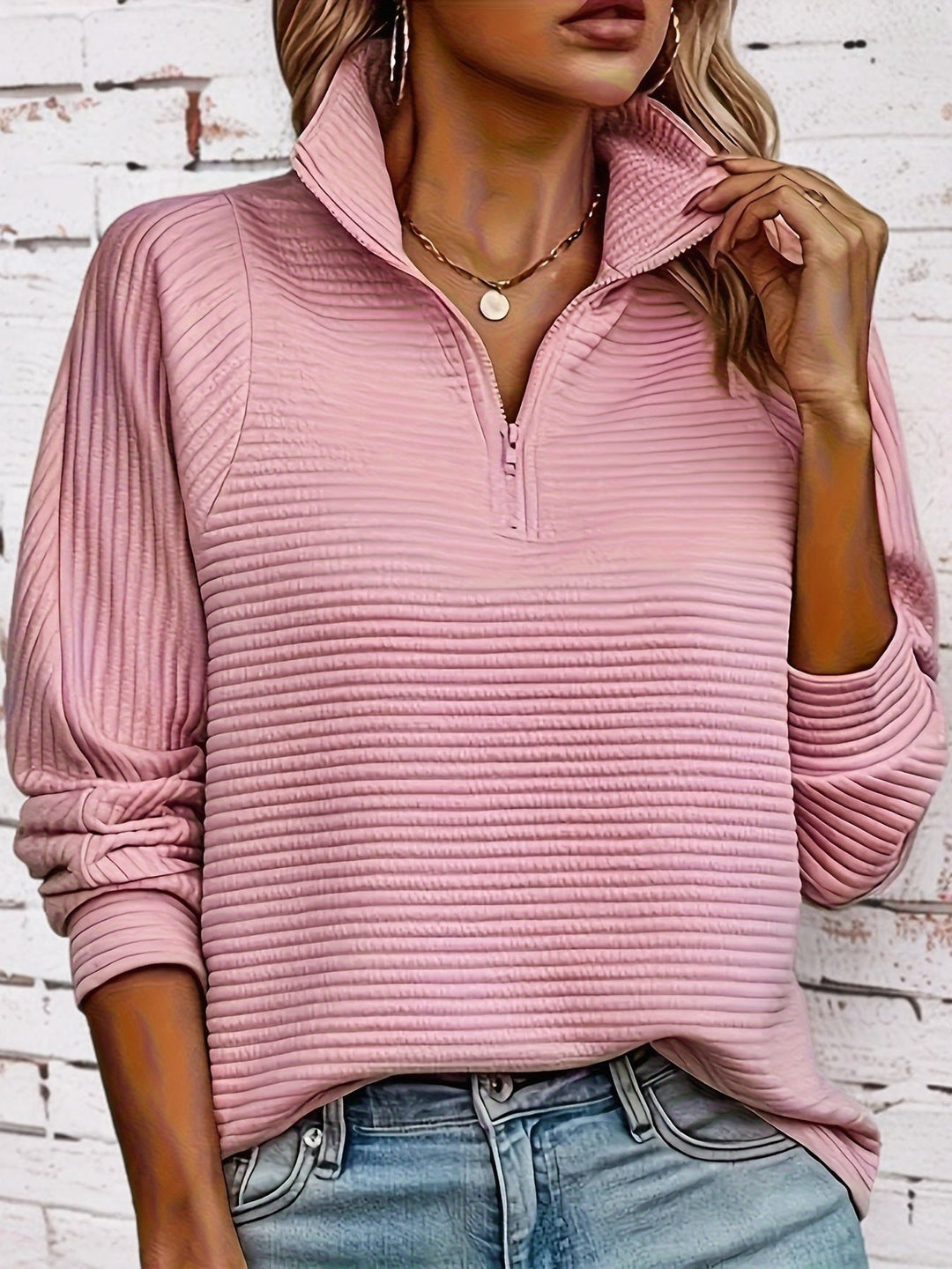 Elise | Casual sweatshirt met lange mouw en textuur