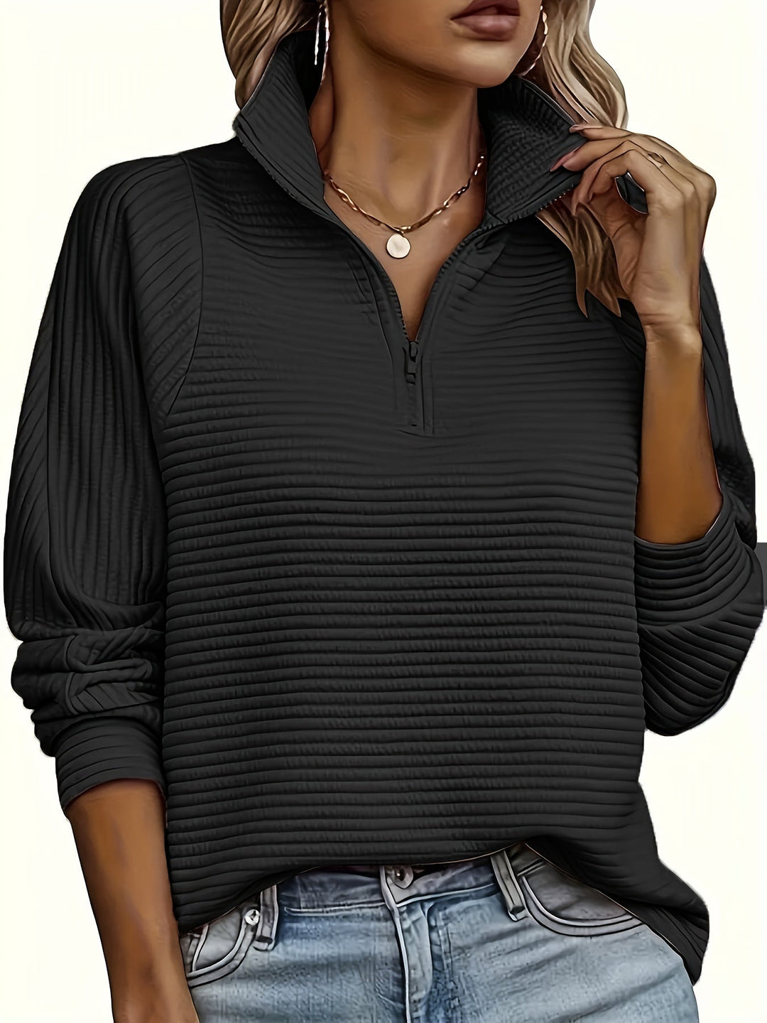 Elise | Casual sweatshirt met lange mouw en textuur