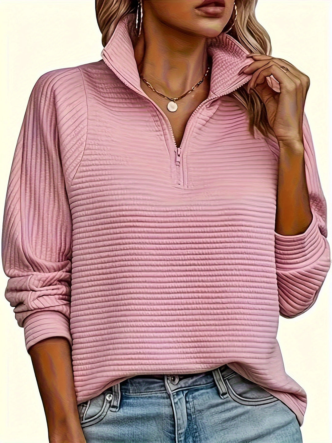 Elise | Casual sweatshirt met lange mouw en textuur