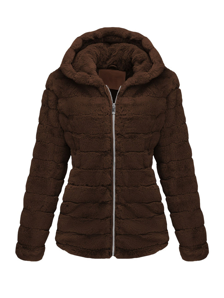 Elise | Stijlvolle effen kleur teddy jas