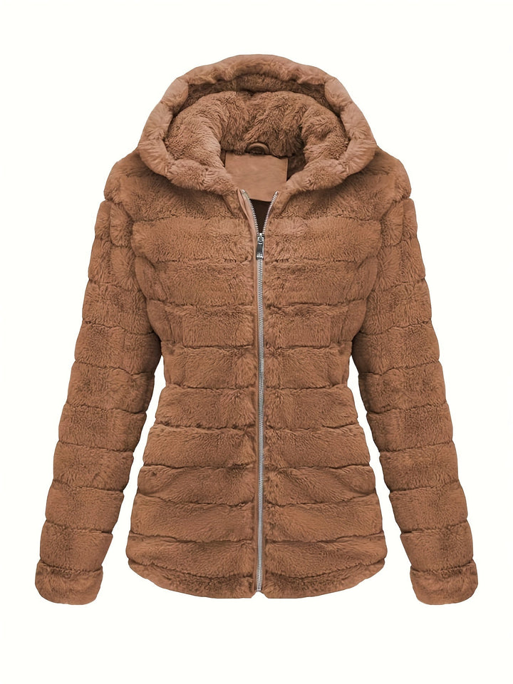Elise | Stijlvolle effen kleur teddy jas