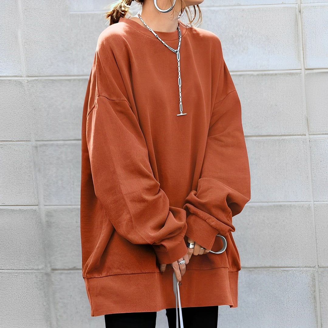 Oversized Vrouwen Sweatshirt met ronde hals en lange mouwen