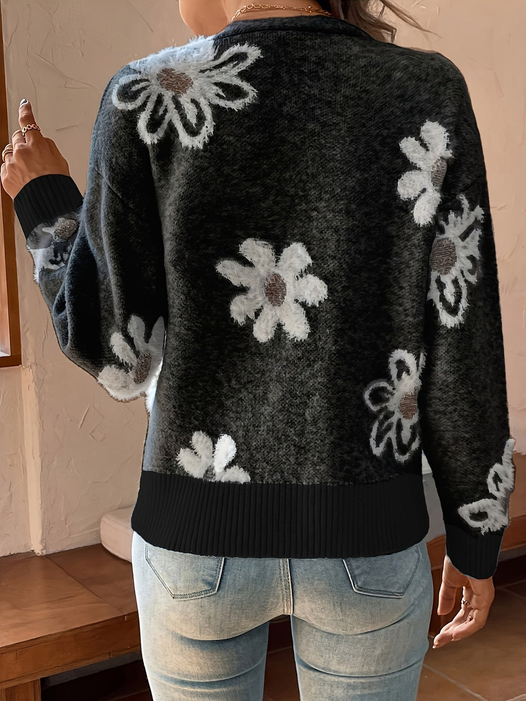 Emma | Bloemenpatroon cardigan trui
