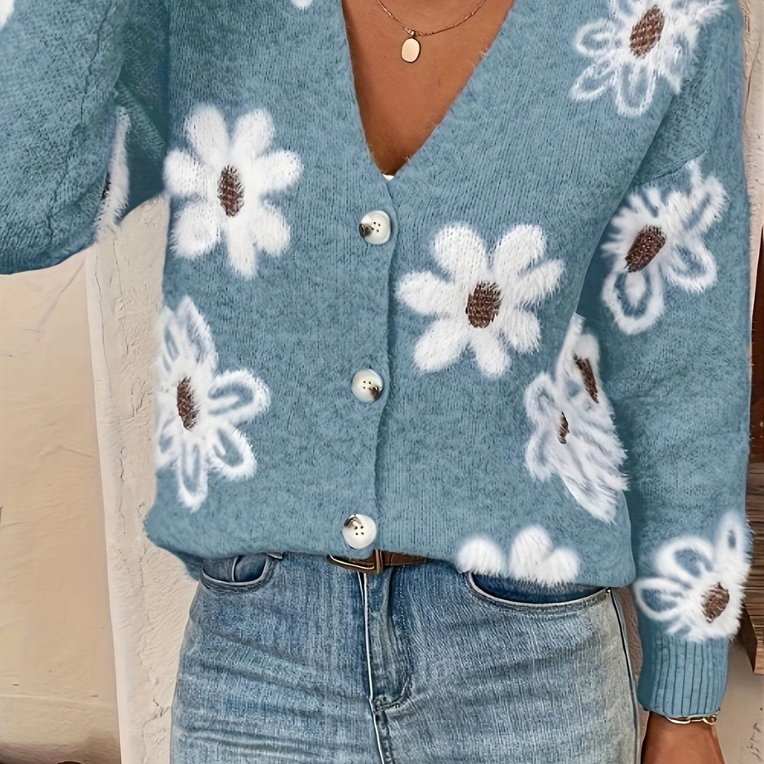 Emma | Bloemenpatroon cardigan trui
