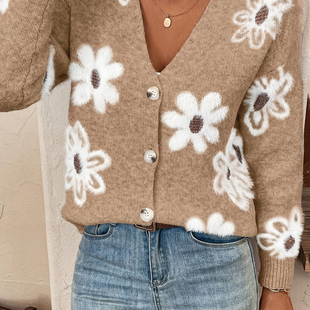 Emma | Bloemenpatroon cardigan trui