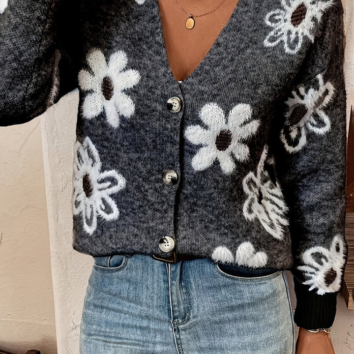 Emma | Bloemenpatroon cardigan trui