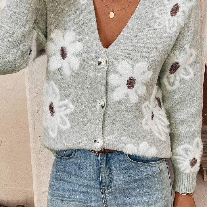 Emma | Bloemenpatroon cardigan trui