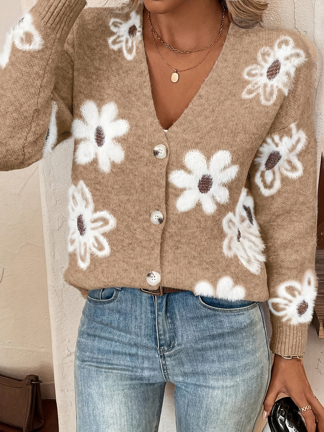 Emma | Bloemenpatroon cardigan trui